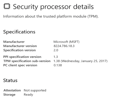 Security processor details after upgrade to generation 2